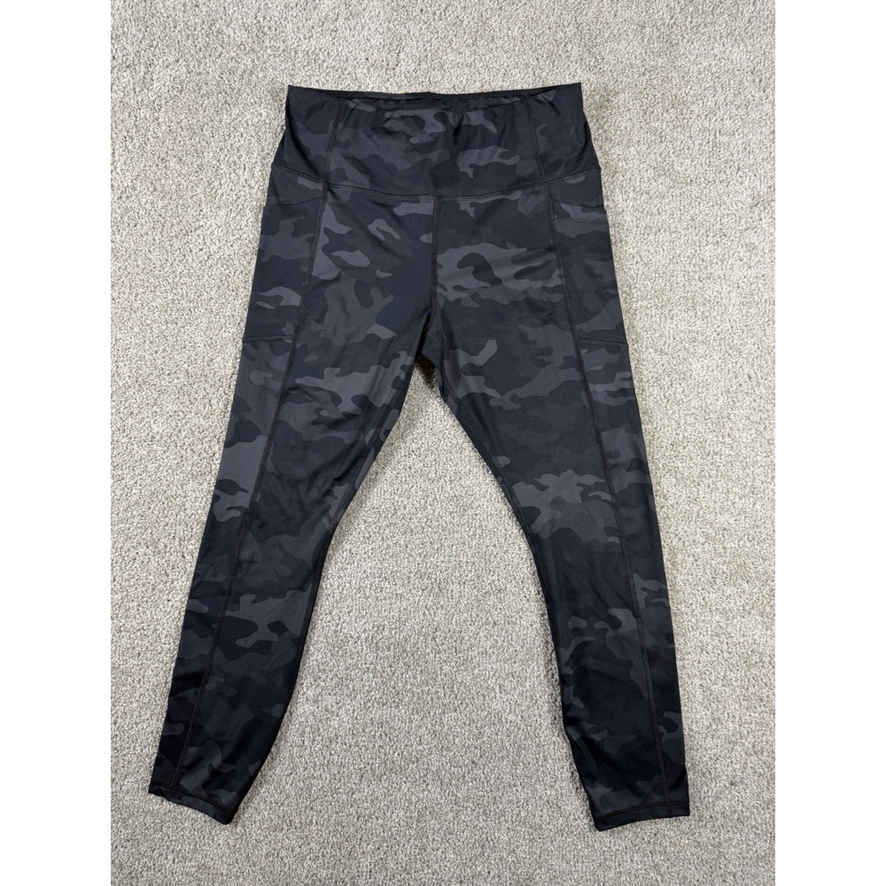 Avia Women Black Camo Leggings Size M (8-10) Athletic Athletic With Pockets